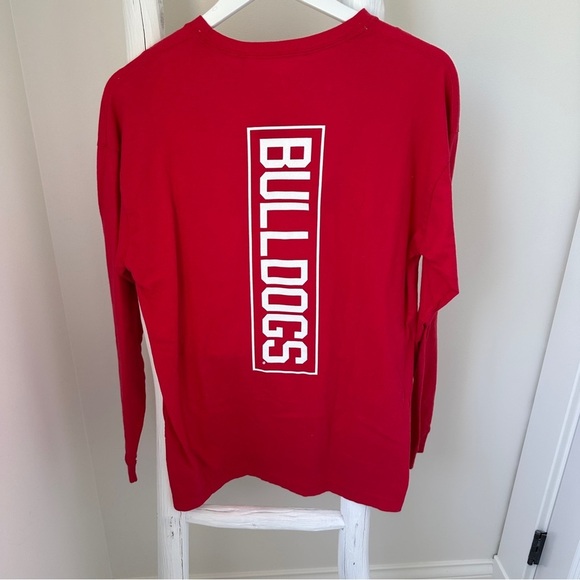 Georgia Red Long Sleeve Crew Neck Pocket Tee Shirt Size Small - Picture 2 of 14